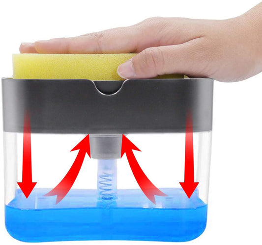 Soap Pump Dispenser with Sponge Holder & Storage Box – Kitchen Sink Organizer