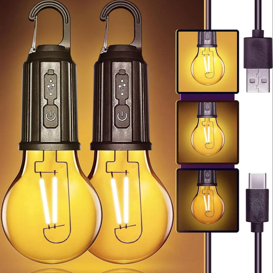 T01 Rechargeable Camping Bulb – Vintage LED Emergency Lamp with 3-Gear Brightness & Type-C Charging 3 months Warranty