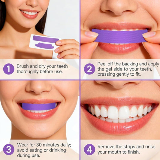 Purple Teeth Whitening Strips – Fast-Acting Color Corrector for Sensitive Teeth