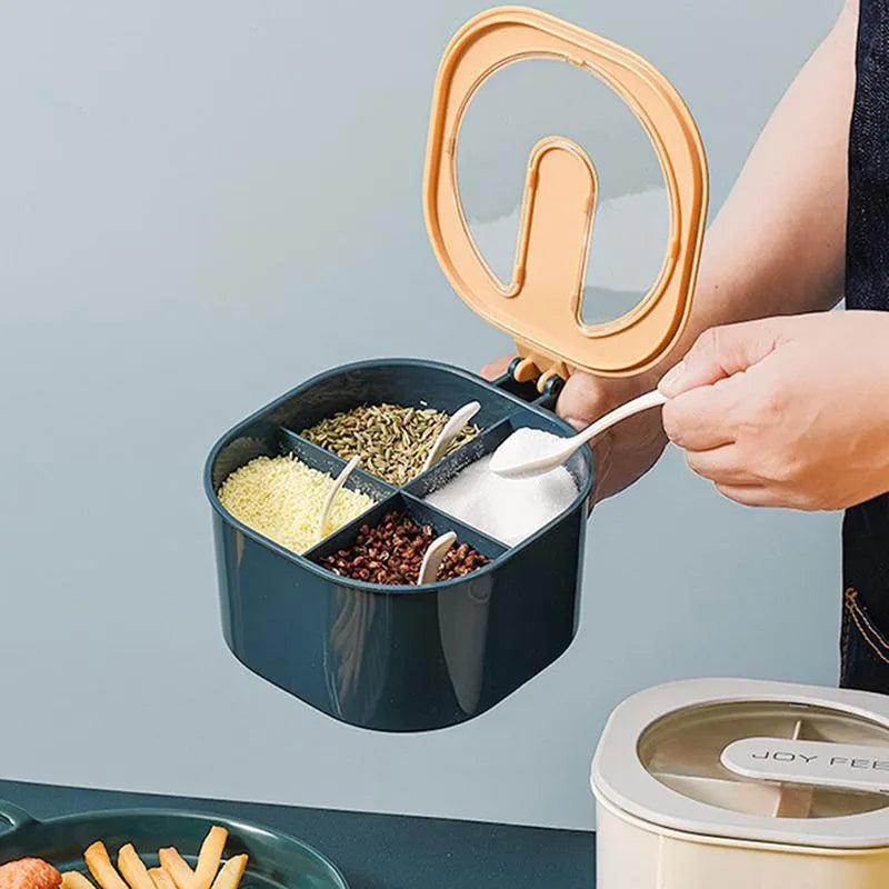 4-in-1 Partition Kitchen Seasoning Box – 4-Grid Masala Spice Container (1000ml)