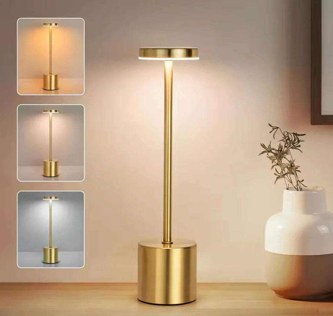 USB Rechargeable LED Night Light Desk Lamp – 3 Color Touch Control, Adjustable Brightness