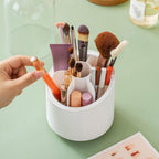 Rotating Makeup Brush Holder – Dust-Proof Plastic Organizer for Brushes, Lipsticks & Pencils
