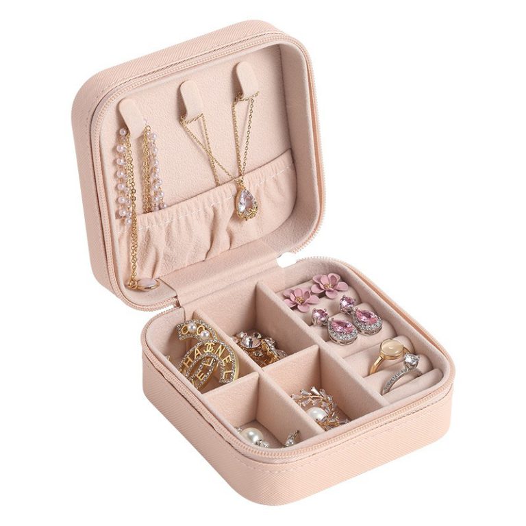 Travel Leather Pocket Jewellery Organizer Box – Compact Storage for Rings, Earrings & Necklaces