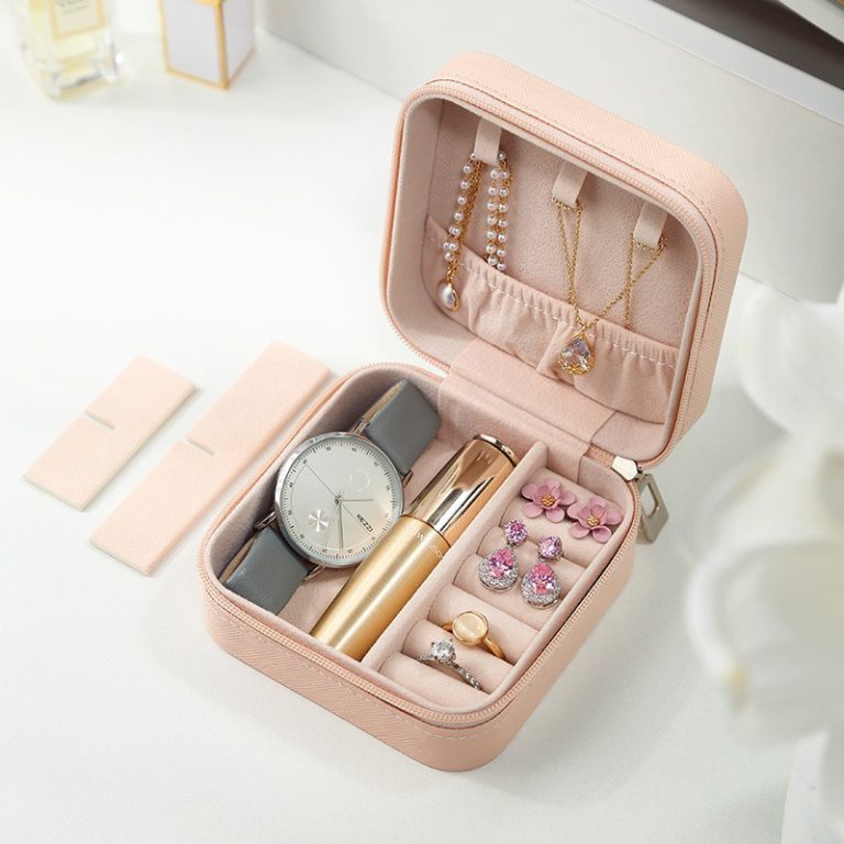 Travel Leather Pocket Jewellery Organizer Box – Compact Storage for Rings, Earrings & Necklaces