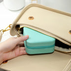 Travel Leather Pocket Jewellery Organizer Box – Compact Storage for Rings, Earrings & Necklaces