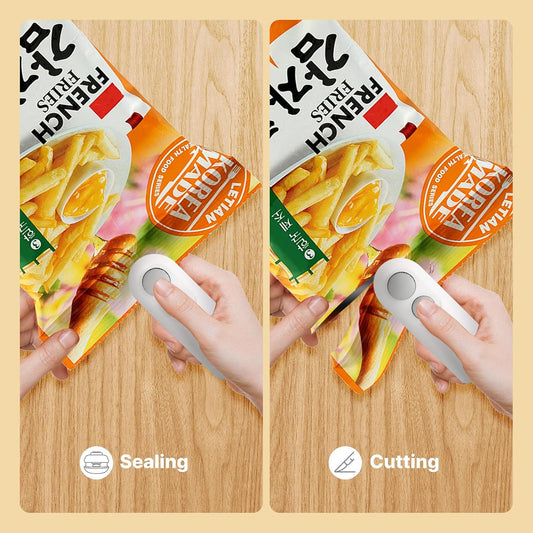 Mini Heat Sealing Machine – 2-in-1 USB Rechargeable Bag Cutter & Sealer