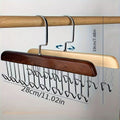 8 Hooks Wooden Clothes Hanger with Tie Rack & 360° Rotating Belt Hanger