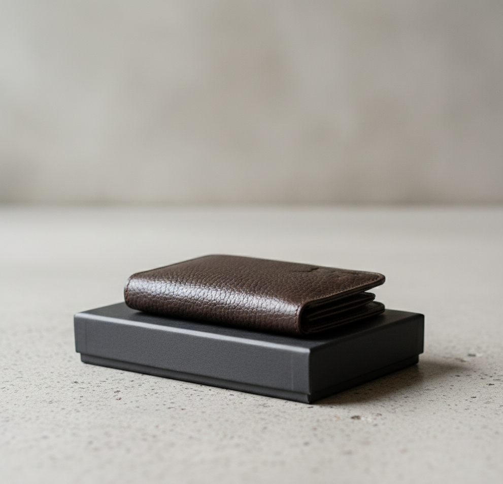 Leathe Slim Cow r Wallet – Minimalist Bifold Card & Cash Holder (Brown)