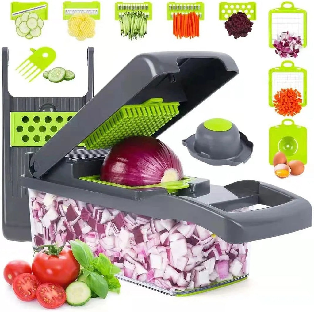 Vegetable Chopper 16 Pcs Set – Multi-Functional Manual Food Chopper & Slicer