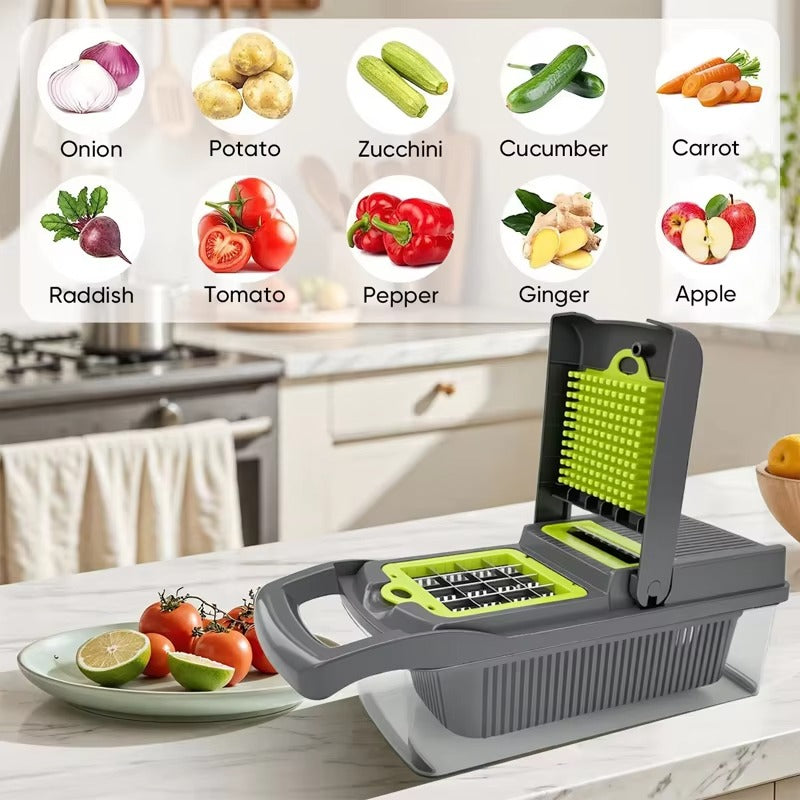 Vegetable Chopper 16 Pcs Set – Multi-Functional Manual Food Chopper & Slicer