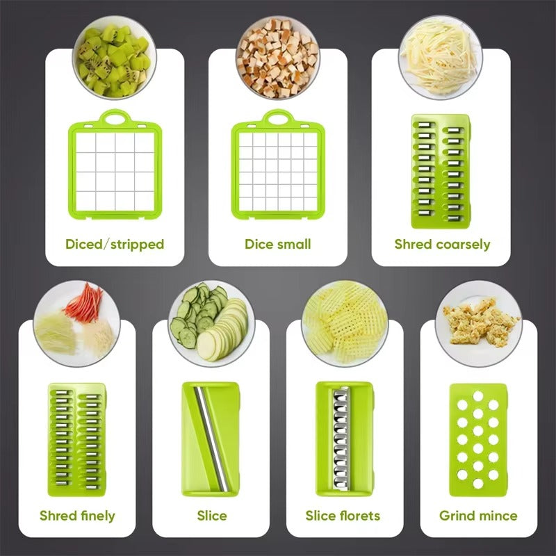 Vegetable Chopper 16 Pcs Set – Multi-Functional Manual Food Chopper & Slicer