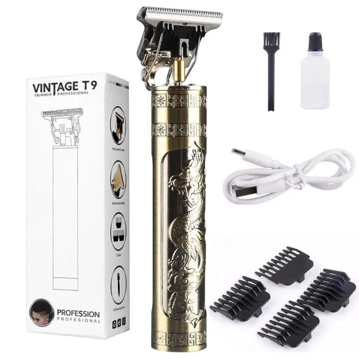 Vintage T9 Rechargeable Hair & Beard Trimmer – Metal Body Hair Clipper