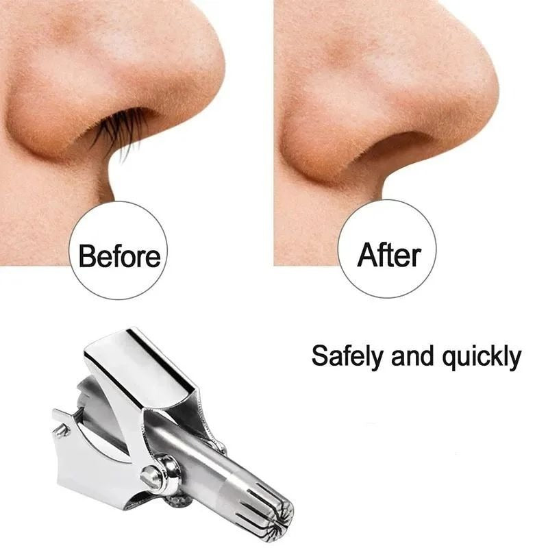 Manual Nose & Ear Hair Trimmer – Portable Stainless Steel Trimmer for Safe & Painless Grooming