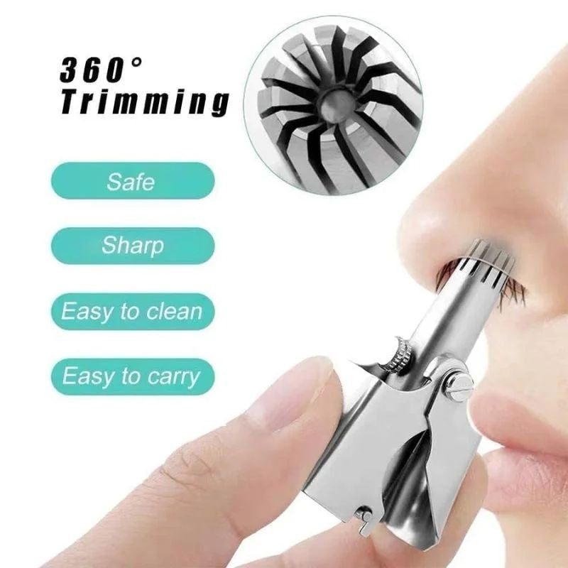 Manual Nose & Ear Hair Trimmer – Portable Stainless Steel Trimmer for Safe & Painless Grooming