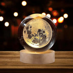 3D Galaxy Crystal Ball Lamp – Wooden LED Base Decorative Moon Night Light