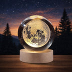 3D Galaxy Crystal Ball Lamp – Wooden LED Base Decorative Moon Night Light