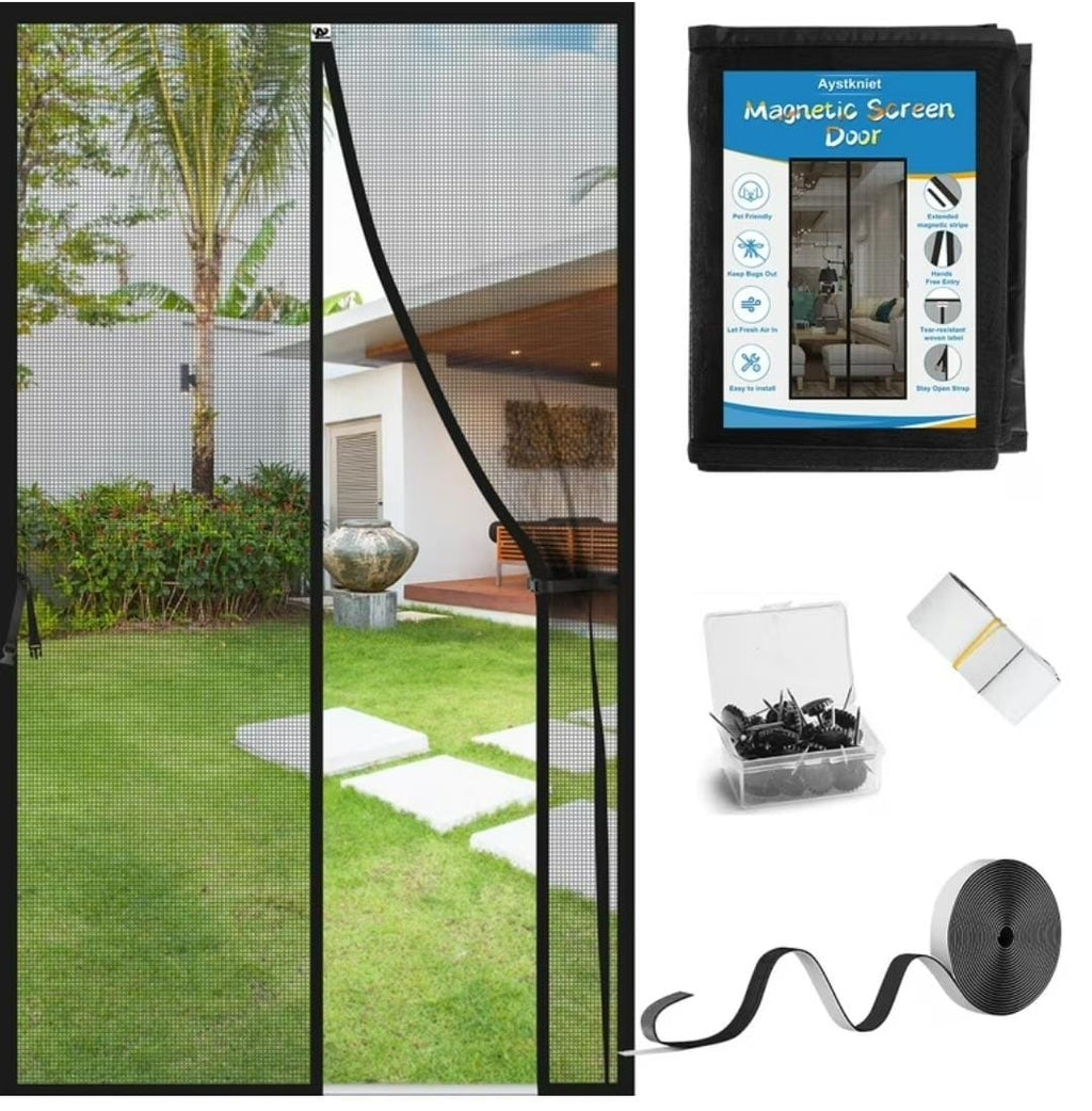 Mosquito Magic Mesh Screen Door Curtain – Hands-Free Self-Closing Door Net