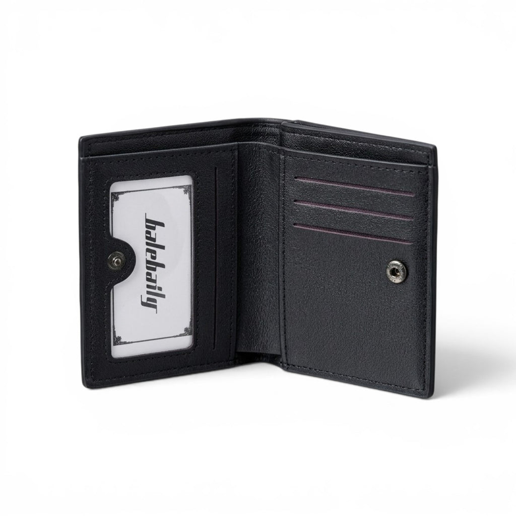 Balebaily Croc Texture Bifold Wallet – Compact Card Holder with ID Window & Tuck Lock