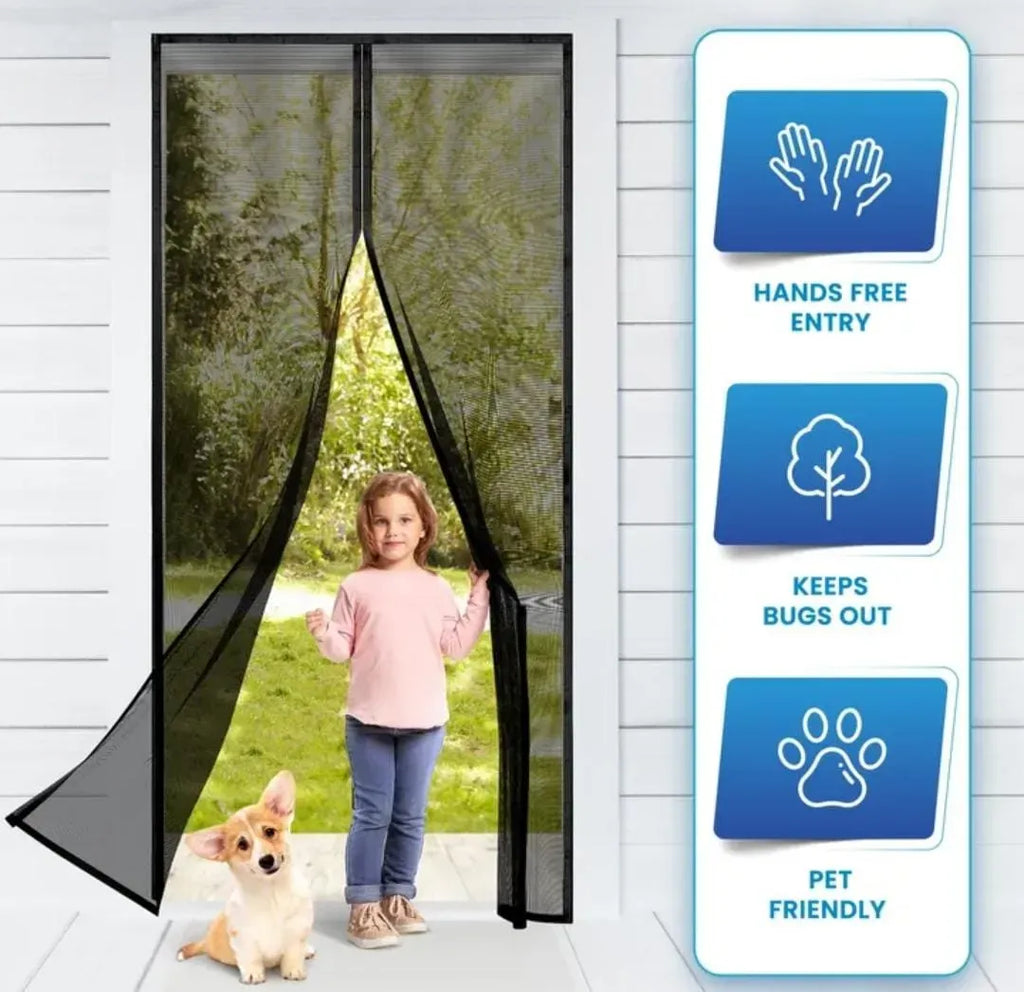 Mosquito Magic Mesh Screen Door Curtain – Hands-Free Self-Closing Door Net