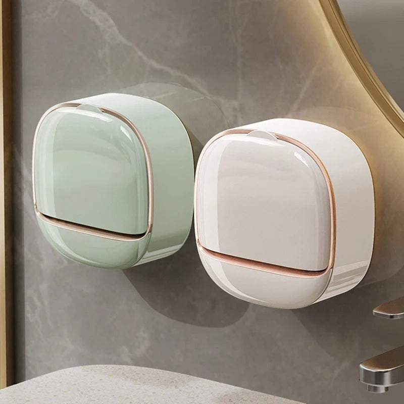 Wall-Mounted Flip-Cover Soap Holder – Stylish Bathroom Soap Dish