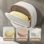 Wall-Mounted Flip-Cover Soap Holder – Stylish Bathroom Soap Dish