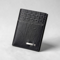 Balebaily Croc Texture Bifold Wallet – Compact Card Holder with ID Window & Tuck Lock