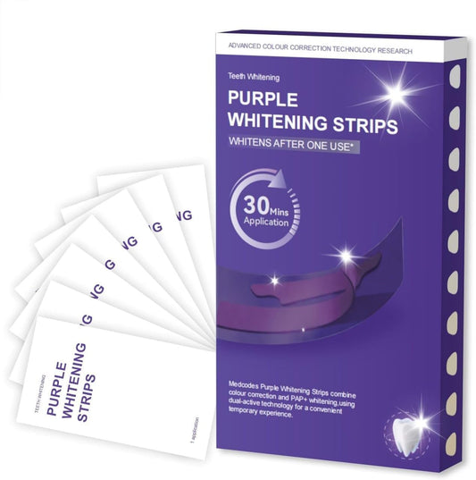 Purple Teeth Whitening Strips – Fast-Acting Color Corrector for Sensitive Teeth