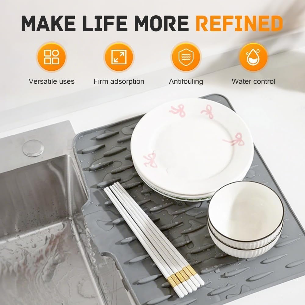 Silicone Sink Mat for Kitchen Drain – Heat-Resistant, Non-Slip Dish Drying Mat