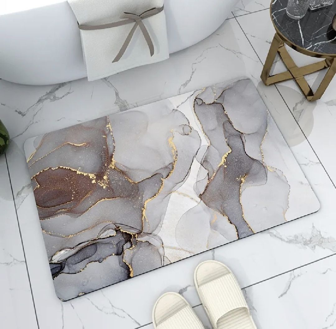 Modern Abstract Marble Design Bathroom Floor Mat (39cm x 59cm)