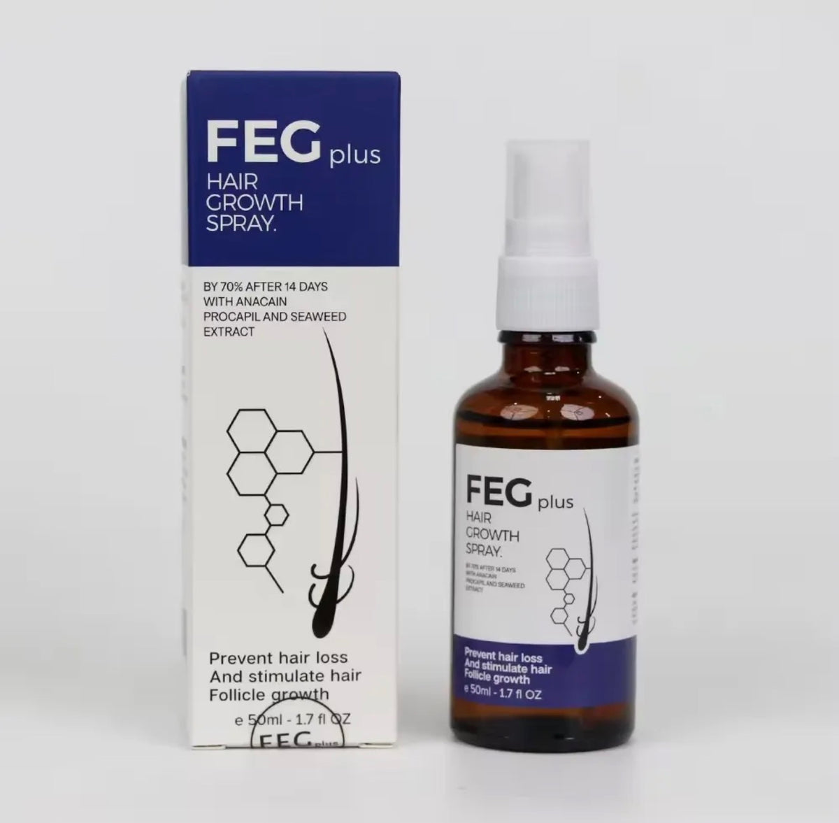 FEG Plus Hair & Beard Growth Serum Spray – Seaweed, Rosemary, Redensyl & Minoxidil Formula (50ml)