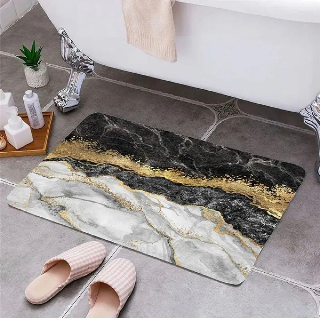 Modern Abstract Marble Design Bathroom Floor Mat (39cm x 59cm)