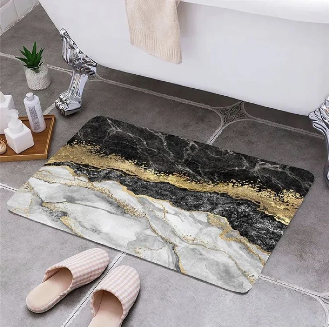 Modern Abstract Marble Design Bathroom Floor Mat (39cm x 59cm)