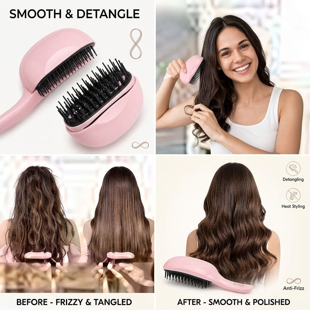 Mini Hair Straightener Comb – 2-in-1 Wireless Straightening Comb