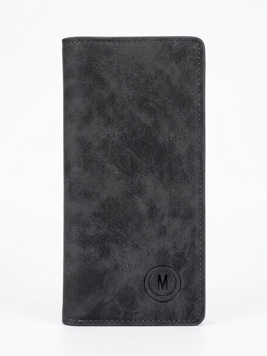 Leather Men's Long Wallet – Black
