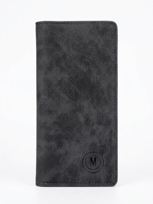 Leather Men's Long Wallet – Black