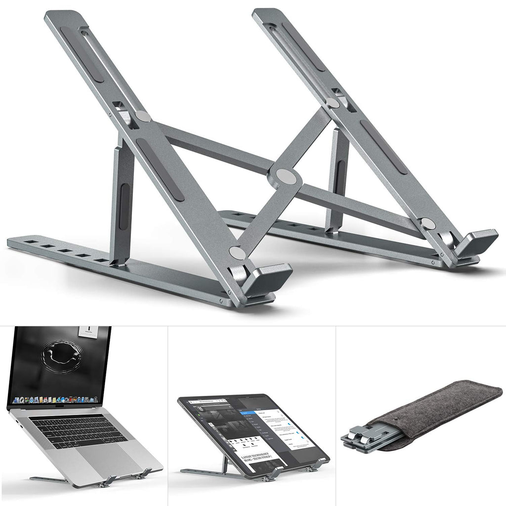 Speedx Foldable Adjustable Laptop Stand – Portable Aluminum Cooling Bracket (Up to 18-Inch)