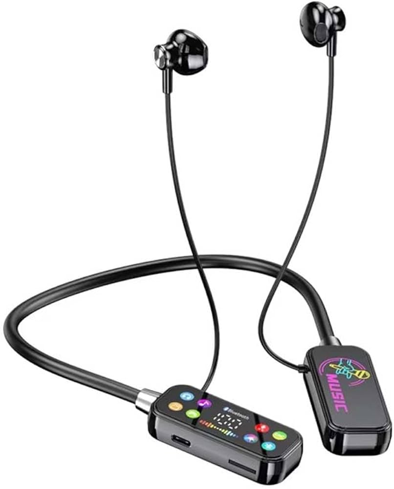 Bluetooth 5.4 Wireless Neckband Earphones – HD Sound with Magnetic Earbuds & Long Battery Life