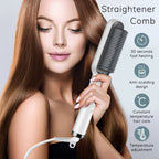 Professional Hair Straightener Brush – Anti-Scald Comb with 5 Temperature Settings