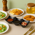 3-Grid Japanese Dip Sauce Tray – Multi-Section Condiment Dish for Dips & Sushi