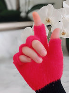 Girls Soft Plush Half-Finger Gloves – Warm Fuzzy Fingerless Winter Gloves