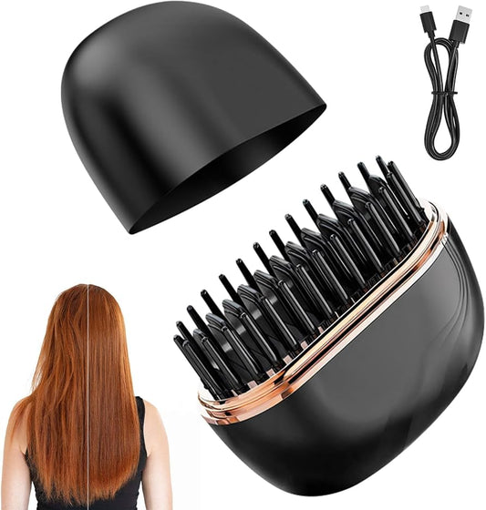 Mini Hair Straightener Comb – 2-in-1 Wireless Straightening Comb