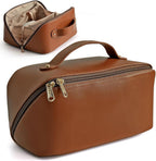 Large Capacity Travel Cosmetic Bag – Leather Makeup & Toiletry Organizer