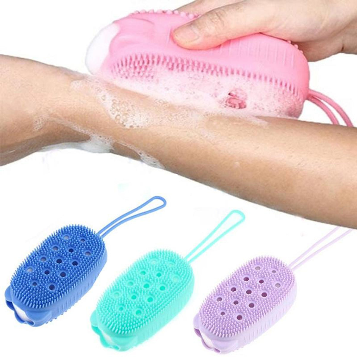 Bubble Bath Brush – Double-Sided Silicone Body Brush with Quick Foaming Sponge
