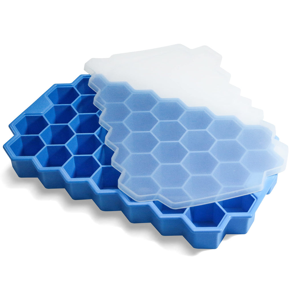 Silicone Ice Cube Tray with Lid – 36-Cube Honeycomb Shaped Freezer Mold