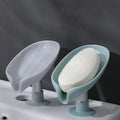 Leaf-Shape Self-Draining Soap Holder – 45° Slanted Suction Soap Dish