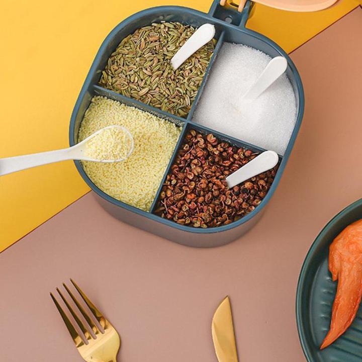 4-in-1 Partition Kitchen Seasoning Box – 4-Grid Masala Spice Container (1000ml)