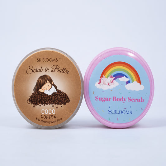 SK Blooms Body Scrub Set – Coco Coffee & Sugar Body Scrub for Whitening & Exfoliation (Pack of 2)