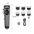 KEMEI Model 1551 Professional Men's Hair Clipper – Stainless Steel Blades with LCD Display (USB Rechargeable, 2000mAh)