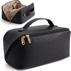 Large Capacity Travel Cosmetic Bag – Leather Makeup & Toiletry Organizer