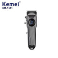 KEMEI Model 1551 Professional Men's Hair Clipper – Stainless Steel Blades with LCD Display (USB Rechargeable, 2000mAh)